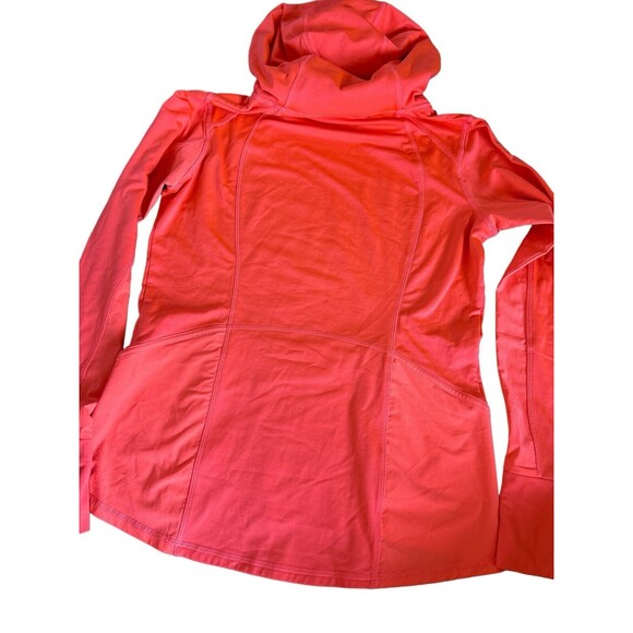 Athleta Plush Tech 3.0 Pullover Performance Athletic Neón Coral Orange Hoodie S - Picture 5 of 5